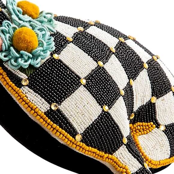 Brand New Mackenzie Childs Beaded Bunny Shaped Throw Pillow - Picture 4 of 4